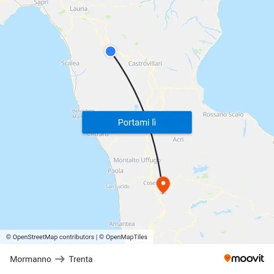 Mormanno to Trenta map