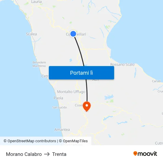 Morano Calabro to Trenta map