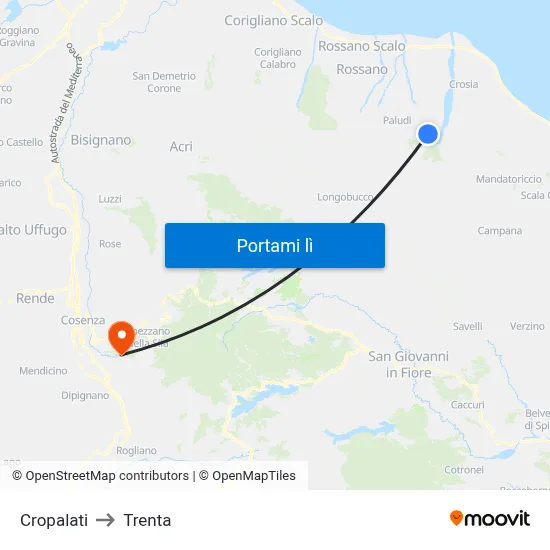 Cropalati to Trenta map