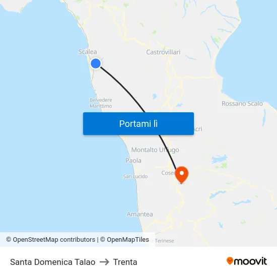 Santa Domenica Talao to Trenta map