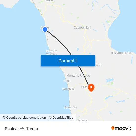 Scalea to Trenta map