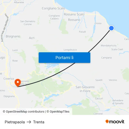 Pietrapaola to Trenta map