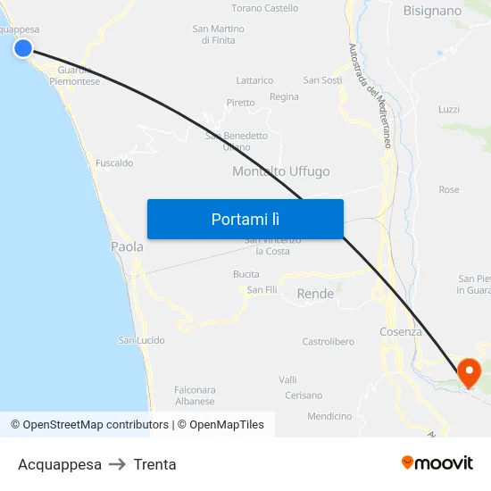 Acquappesa to Trenta map