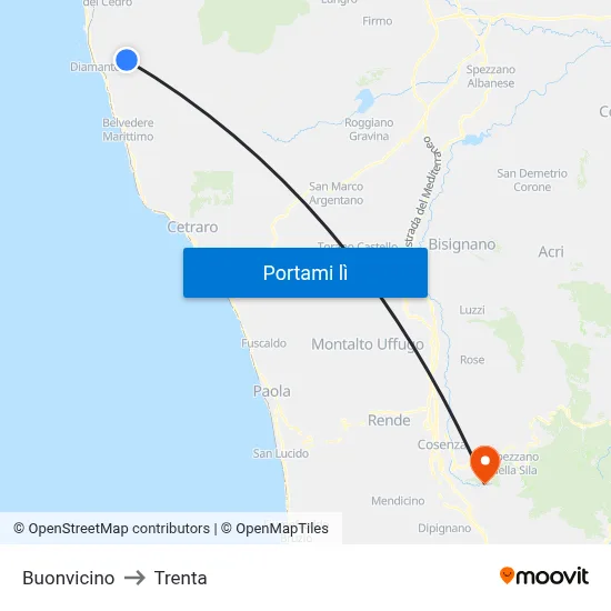 Buonvicino to Trenta map