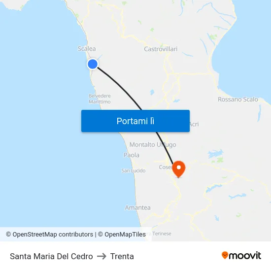 Santa Maria Del Cedro to Trenta map