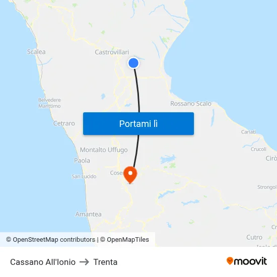 Cassano All'Ionio to Trenta map