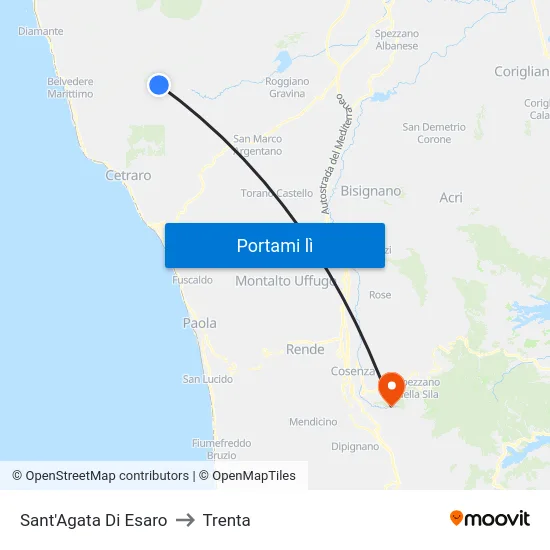 Sant'Agata Di Esaro to Trenta map