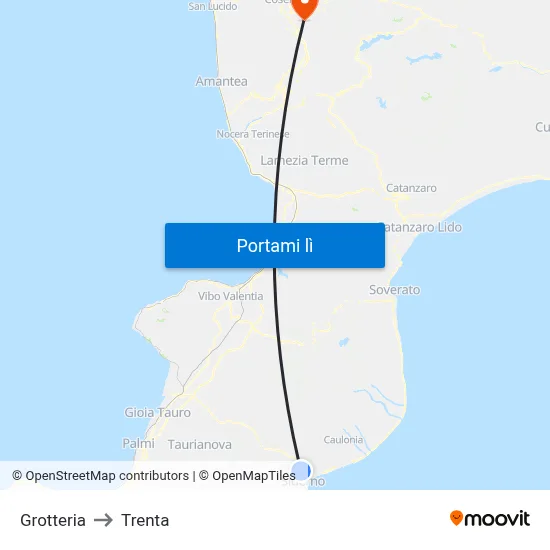 Grotteria to Trenta map