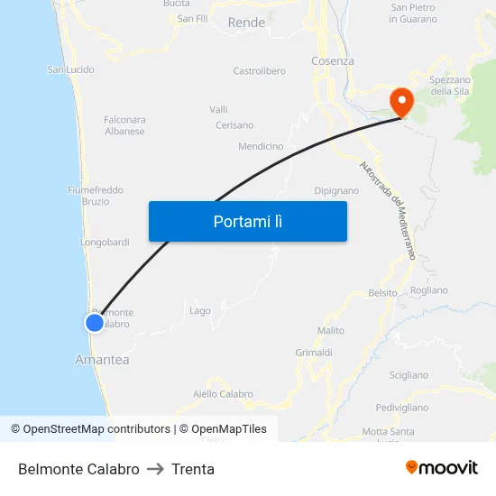 Belmonte Calabro to Trenta map