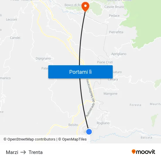Marzi to Trenta map