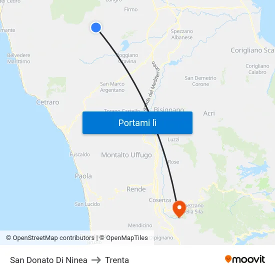 San Donato Di Ninea to Trenta map