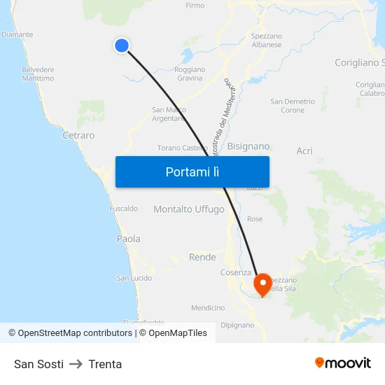 San Sosti to Trenta map