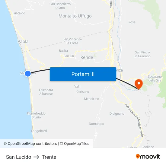 San Lucido to Trenta map