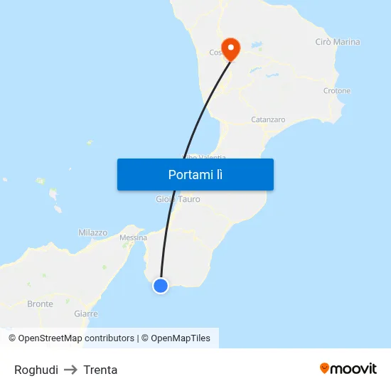 Roghudi to Trenta map