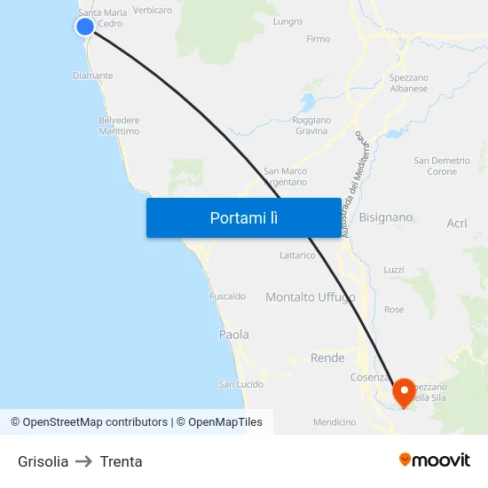 Grisolia to Trenta map
