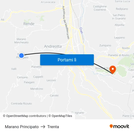 Marano Principato to Trenta map