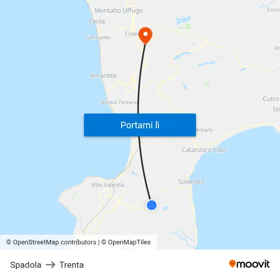 Spadola to Trenta map