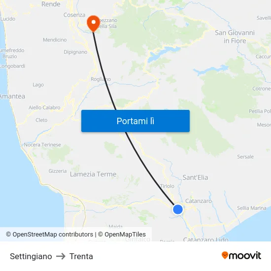 Settingiano to Trenta map