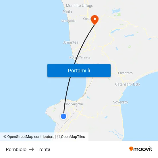 Rombiolo to Trenta map