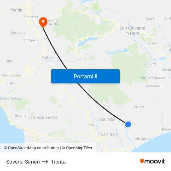 Soveria Simeri to Trenta map