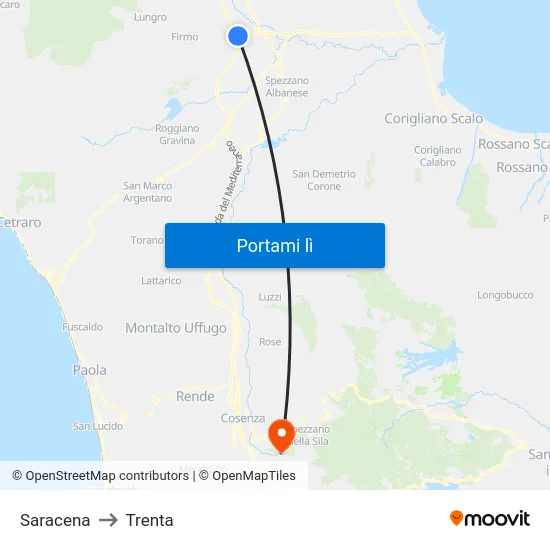 Saracena to Trenta map