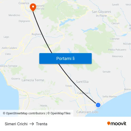 Simeri Crichi to Trenta map