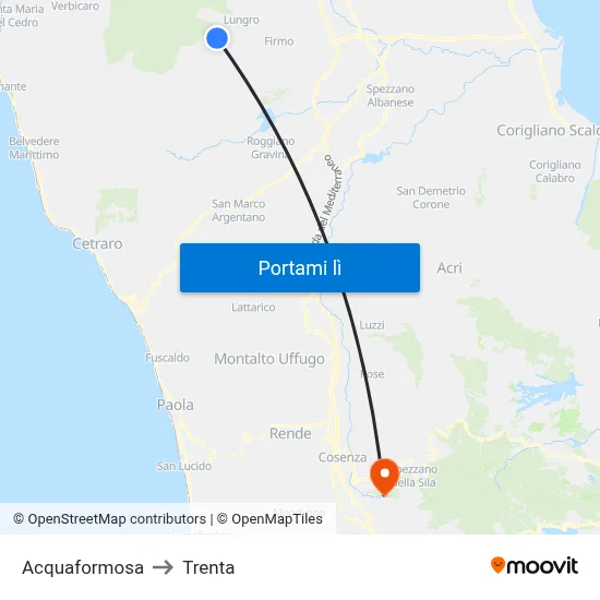 Acquaformosa to Trenta map