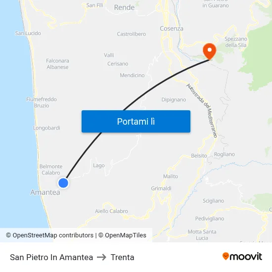 San Pietro In Amantea to Trenta map