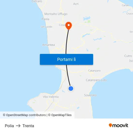 Polia to Trenta map