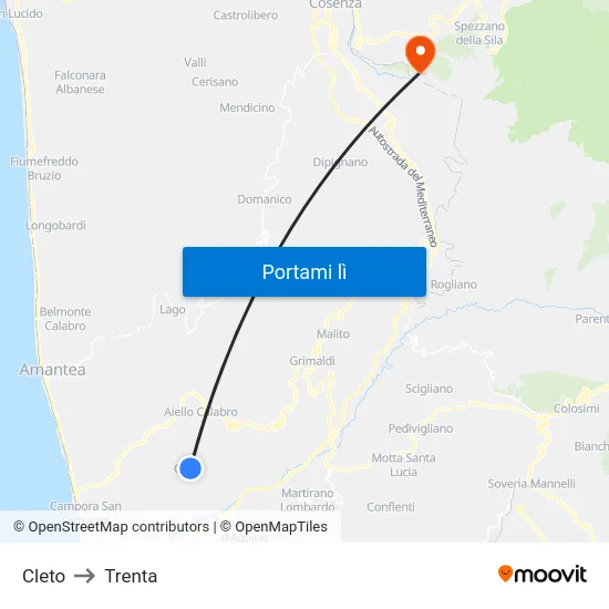 Cleto to Trenta map