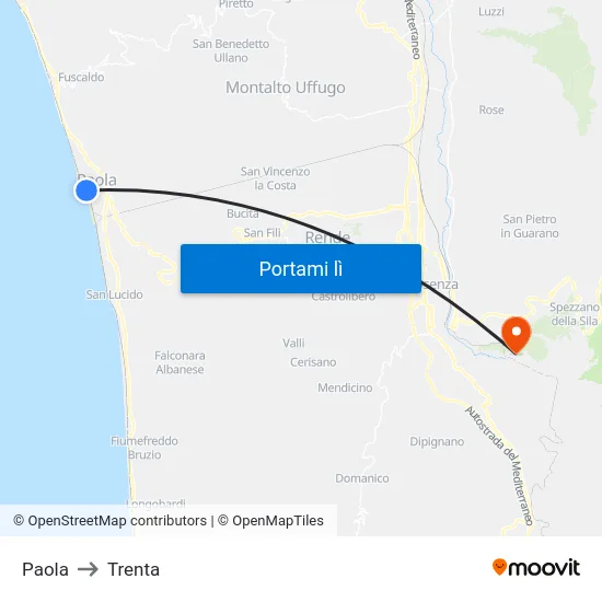 Paola to Trenta map