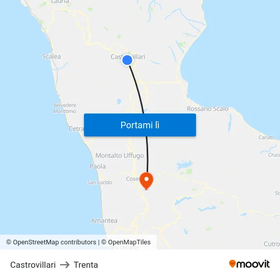 Castrovillari to Trenta map