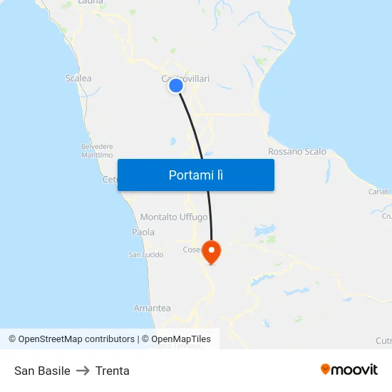 San Basile to Trenta map