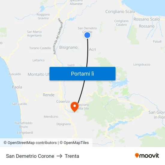 San Demetrio Corone to Trenta map
