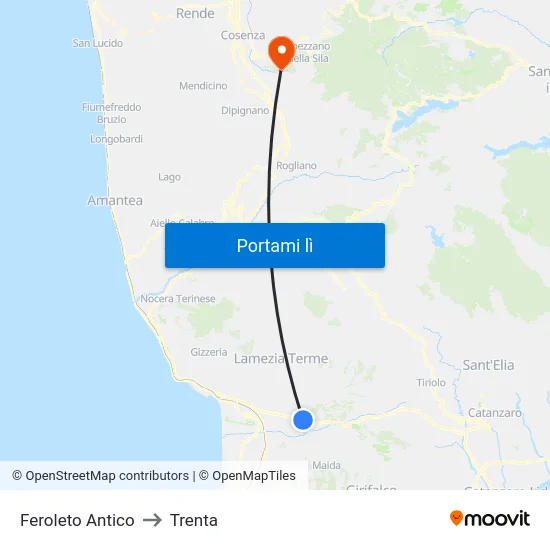 Feroleto Antico to Trenta map