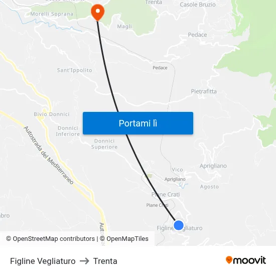 Figline Vegliaturo to Trenta map