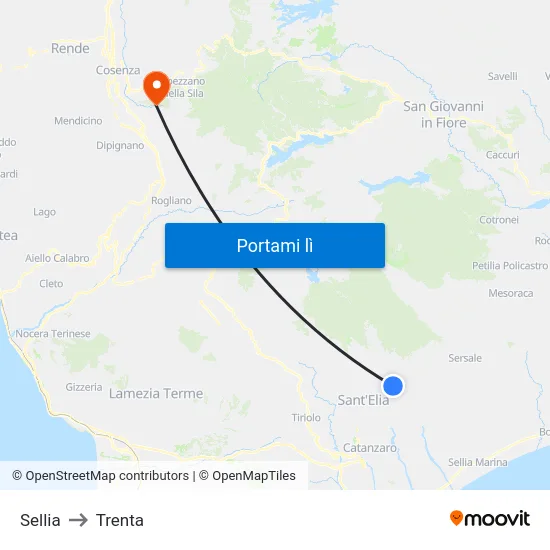Sellia to Trenta map