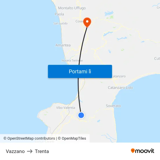 Vazzano to Trenta map