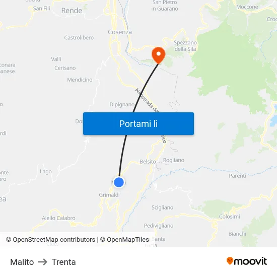Malito to Trenta map