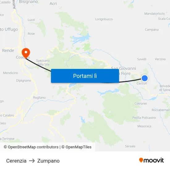 Cerenzia to Zumpano map
