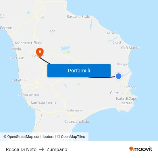 Rocca Di Neto to Zumpano map