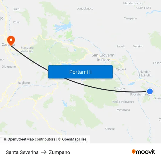 Santa Severina to Zumpano map