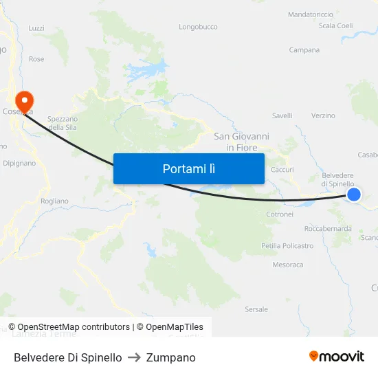 Belvedere Di Spinello to Zumpano map