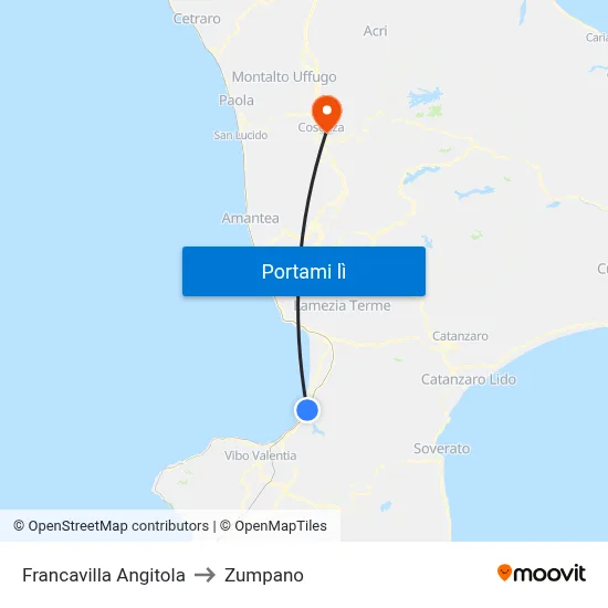 Francavilla Angitola to Zumpano map