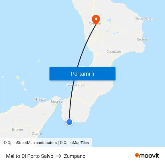 Melito Di Porto Salvo to Zumpano map