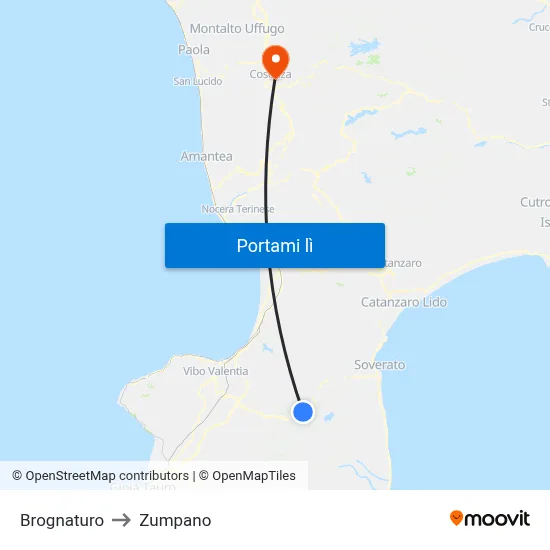 Brognaturo to Zumpano map