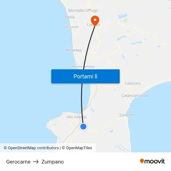 Gerocarne to Zumpano map