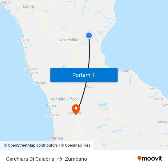 Cerchiara Di Calabria to Zumpano map