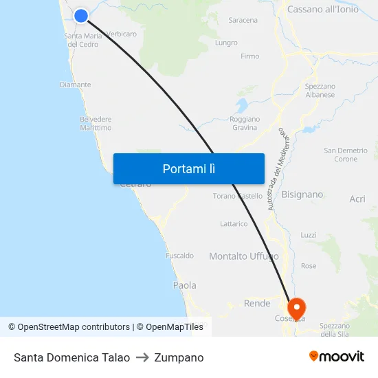 Santa Domenica Talao to Zumpano map