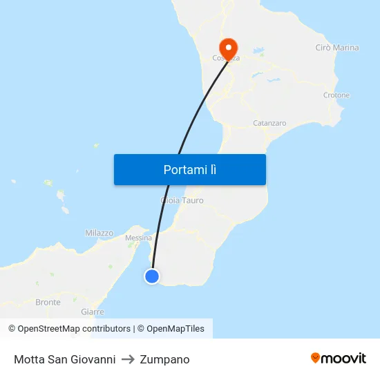 Motta San Giovanni to Zumpano map